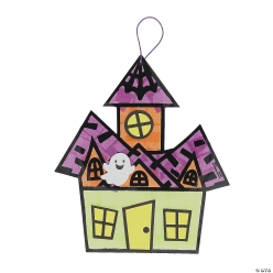 Haunted House Tissue Paper Sign Craft Kit-12Pk