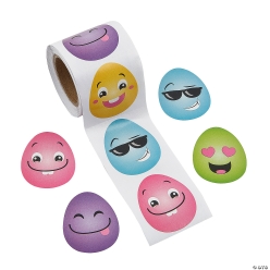 Silly Face Easter Eggs Sticker Roll-100Pk