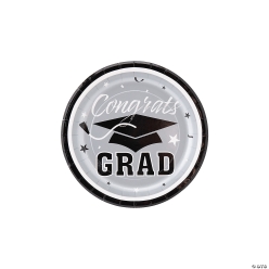 Congrats Grad Silver Dessert Plate - 25Pk