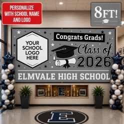 Grad Silver 2 PERSONALIZED Gigantic 8FT Vinyl Keepsake Banner