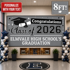 Grad Silver PERSONALIZED Gigantic 8FT Vinyl Keepsake Banner