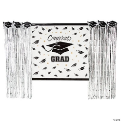 Silver Grad Big Backdrop Decorating Kit-5Pk