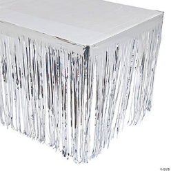 Silver Fringe Table Skirt 9ft x 29
