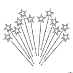 Silver Metallic Magical Plastic Star Wands-12Pk