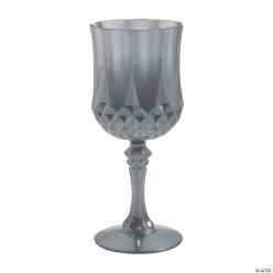 Silver Plastic Patterned Wine Glasses-12Pk