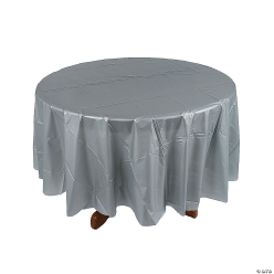 Silver Round Plastic Tablecloth