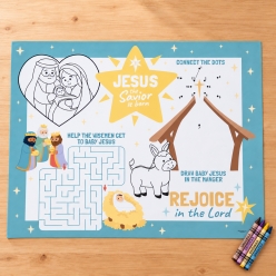 Simple Blessings Nativity Activity Placemat & 4pc Crayon Set