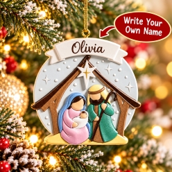 Write A Name Religious Christmas Nativity Ornament