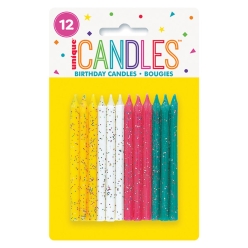 70% OFF: Trendy Colours Deluxe Glittering Cake Candles - 12 PK