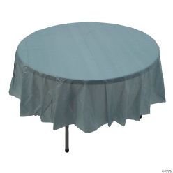 Slate Blue Round Plastic Tablecloth