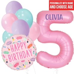 Slumber Party PERSONALIZED Name & Age Balloon Bouquet