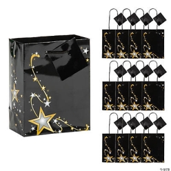 Gold Star Gift Bags with Tags - 12Pk