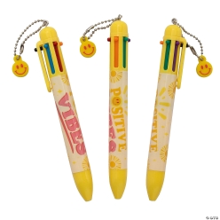 Positive Vibes Shuttle Pens with Smile Face Charm-12Pk