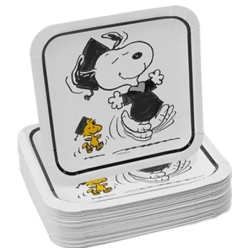 Snoopy Graduation Large Square Dinner Plates - 10 PK