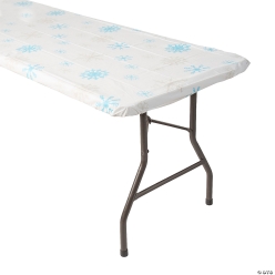 Snowflake Rectangle Fitted Plastic 8 ft. Tablecloth