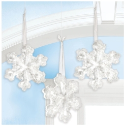 Dazzling Sparkle Snowflake Hanging Decor 3pk