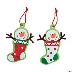 BULK Snowman Stocking Christmas Ornament Craft Kit-48Pk