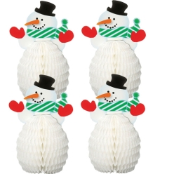 Snowman Honeycomb Tissue Centerpieces - 4pk