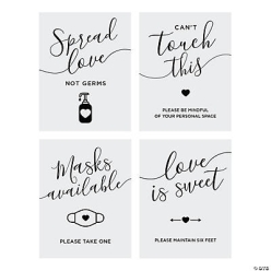 Social Distance Wedding Signs - 4Pk
