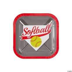 Softball Dessert Plates - 8Pk