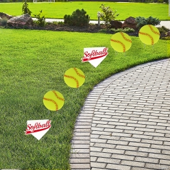 Softball Shaped Plastic Yard Signs - 6Pk