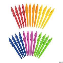 Solid Colour Retractable Pen Assortment - 24Pk