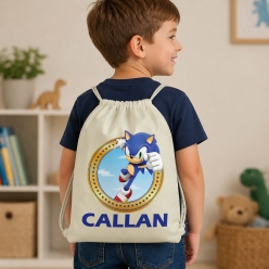 Sonic Badge Personalized Drawstring Backpack