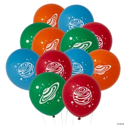 Space Party Large Latex Balloons - BIG 24 Pk