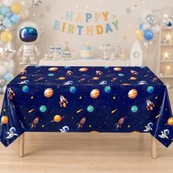 Space Premium XXL Printed Plastic Table Cover