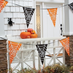 Halloween Black & Orange Spider Web 100ft. Banner