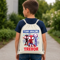 Spidey & Friends Team Personalized Drawstring Backpack