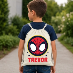 Spidey & Friends Logo Personalized Drawstring Backpack