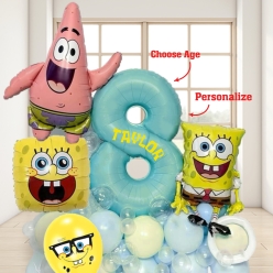 *Spongebob Squarepants Personalized Name & Age Balloon Column