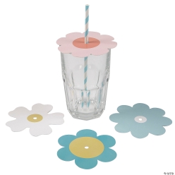 Spring Flower Drink Toppers with Straws - 24Pk