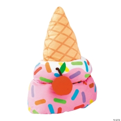 Ice Cream Cone with Sprinkles & Cherry Hat