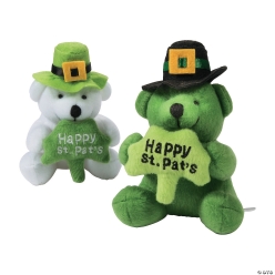 St. Patrick's Plush Bears w/Shamrock - 12 Pack