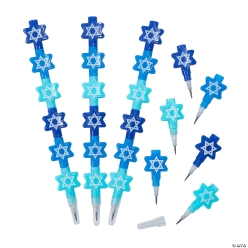 Stacking Star of David Pencils - 12Pk