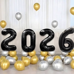 New Years 54 Piece Stand Up 2026 Airfill Balloon Set