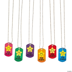 Star Student Dog Tag Necklaces - 12 Pk