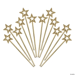Gold Metallic Magical Plastic Star Wands-12Pk