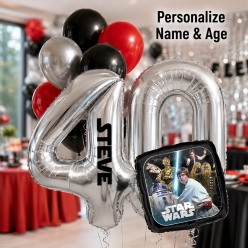 Star Wars PERSONALIZED Name & Double Digit Age Balloon Bouquet