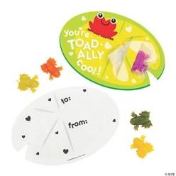 Valentine Sticky Frogs w/Exchange Cards -48Pk