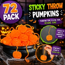 Sticky Long Throw Wrapped Pumpkin Toys - 72 Pk
