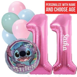 Lilo & Stitch PERSONALIZED Name & Double Digit Balloon Bouquet