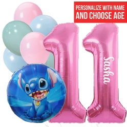 Lilo & Stitch PERSONALIZED Name & Double Digit Balloon Bouquet