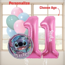 Lilo & Stitch PERSONALIZED Name & Double Digit Balloon Bouquet
