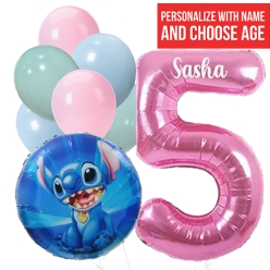 Lilo & Stitch PERSONALIZED Single Digit Age Balloon Bouquet