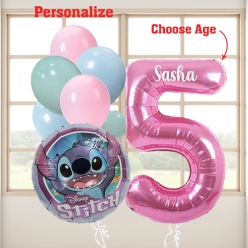 Lilo & Stitch PERSONALIZED Single Digit Age Balloon Bouquet