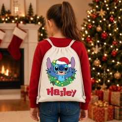 Stitch Christmas Drawstring Backpack