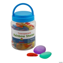 Translucent Grab & Sort Rainbow Stone Counters with Storage Jar